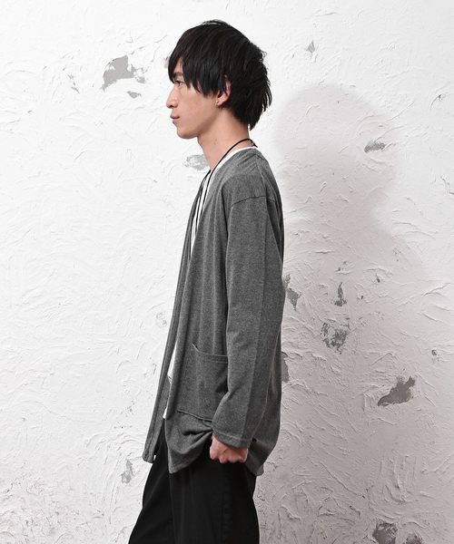 MinoriTY（マイノリティ）の「2枚セット/ロングカーデ+Tシャツ/アンサンブル（カーディガン/ボレロ・メンズ・ブラック/ブラック系その他/グレー系その他/チャコール・M/L）」の8枚目の写真