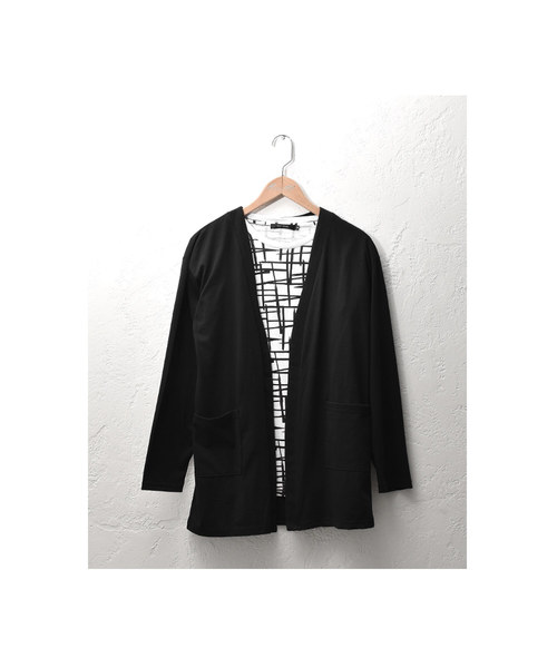 MinoriTY（マイノリティ）の「2枚セット/ロングカーデ+Tシャツ/アンサンブル（カーディガン/ボレロ・メンズ・ブラック/ブラック系その他/グレー系その他/チャコール・M/L）」の10枚目の写真