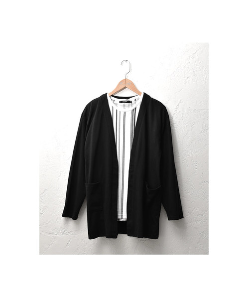 MinoriTY（マイノリティ）の「2枚セット/ロングカーデ+Tシャツ/アンサンブル（カーディガン/ボレロ・メンズ・ブラック/ブラック系その他/グレー系その他/チャコール・M/L）」の11枚目の写真