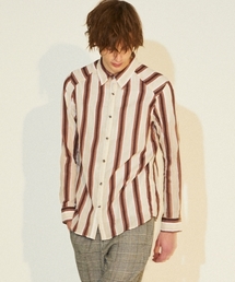 テンセルサテンストライプ レギュラーカラー肩ヨークシャツ