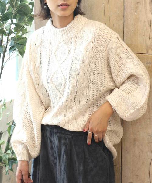 classicalelf（クラシカルエルフ）の「ケーブルニットプルオーバーニット（ニット/セーター・レディース・チャコールグレー/ベージュ/モカ/ライトベージュ・MEDIUM/LARGE）」の18枚目の写真