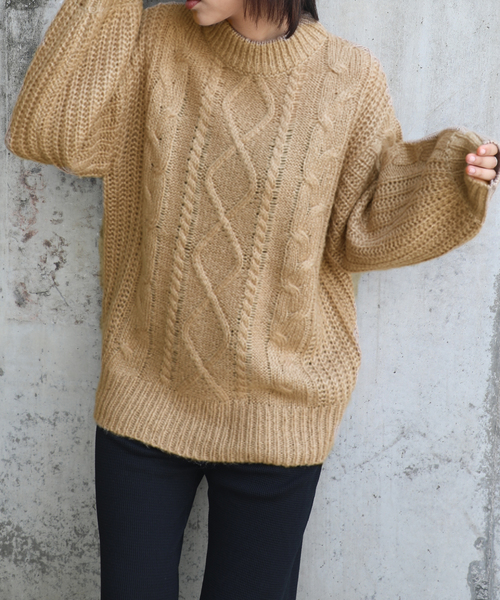 classicalelf（クラシカルエルフ）の「ケーブルニットプルオーバーニット（ニット/セーター・レディース・チャコールグレー/ベージュ/モカ/ライトベージュ・MEDIUM/LARGE）」の13枚目の写真