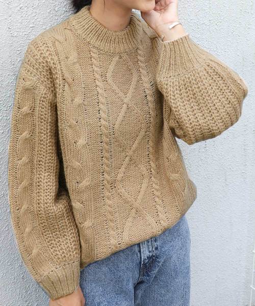 classicalelf（クラシカルエルフ）の「ケーブルニットプルオーバーニット（ニット/セーター・レディース・チャコールグレー/ベージュ/モカ/ライトベージュ・MEDIUM/LARGE）」の12枚目の写真