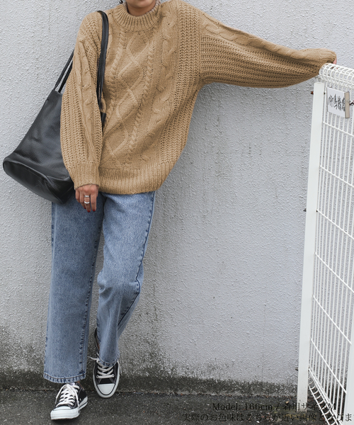 classicalelf（クラシカルエルフ）の「ケーブルニットプルオーバーニット（ニット/セーター・レディース・チャコールグレー/ベージュ/モカ/ライトベージュ・MEDIUM/LARGE）」の11枚目の写真