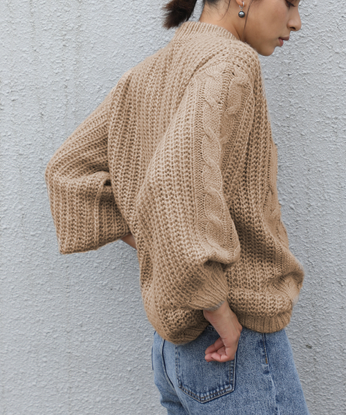 classicalelf（クラシカルエルフ）の「ケーブルニットプルオーバーニット（ニット/セーター・レディース・チャコールグレー/ベージュ/モカ/ライトベージュ・MEDIUM/LARGE）」の10枚目の写真