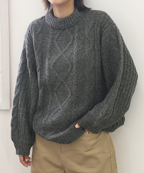 classicalelf（クラシカルエルフ）の「ケーブルニットプルオーバーニット（ニット/セーター・レディース・チャコールグレー/ベージュ/モカ/ライトベージュ・MEDIUM/LARGE）」の14枚目の写真