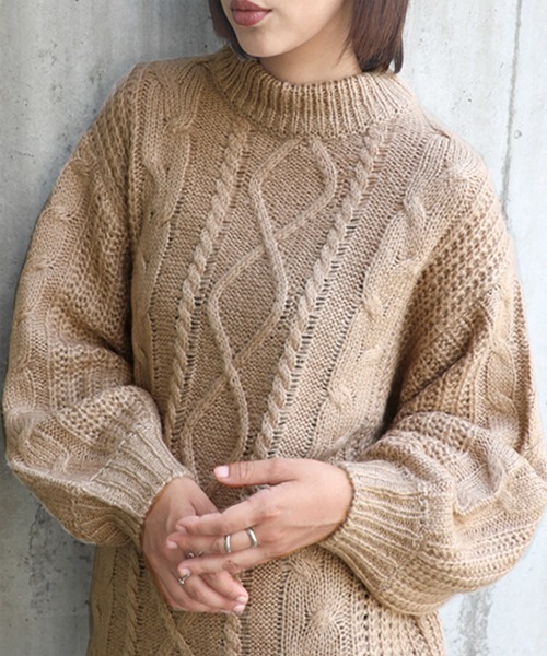 classicalelf（クラシカルエルフ）の「ケーブルニットプルオーバーニット（ニット/セーター・レディース・チャコールグレー/ベージュ/モカ/ライトベージュ・MEDIUM/LARGE）」の22枚目の写真