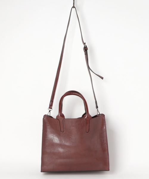 STYLEBLOCK（スタイルブロック）の「PUレザー2WAYショルダーバック（ショルダーバッグ・レディース・ブラック/ネイビー/ブラウン/グレー/ピンク/グリーン/ワインレッド/ブラウン系その他・FREE）」の4枚目の写真