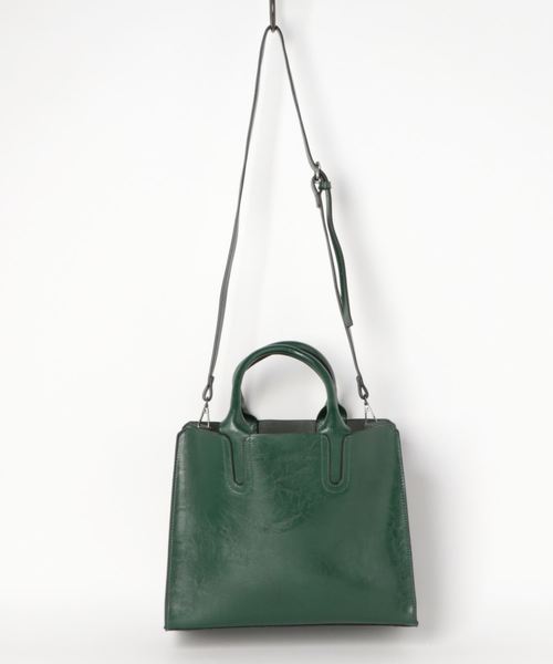 STYLEBLOCK（スタイルブロック）の「PUレザー2WAYショルダーバック（ショルダーバッグ・レディース・ブラック/ネイビー/ブラウン/グレー/ピンク/グリーン/ワインレッド/ブラウン系その他・FREE）」の5枚目の写真