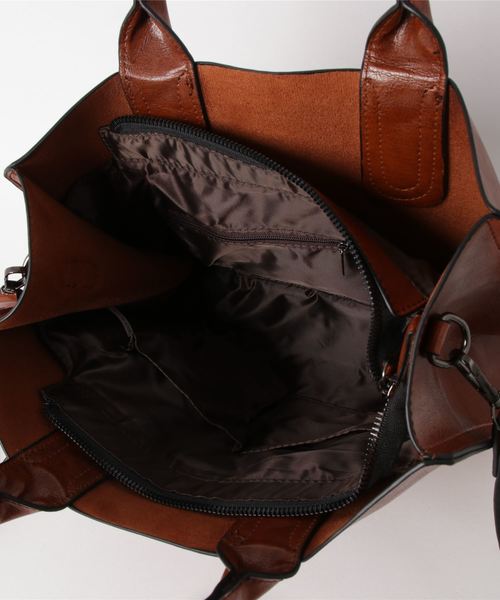 STYLEBLOCK（スタイルブロック）の「PUレザー2WAYショルダーバック（ショルダーバッグ・レディース・ブラック/ネイビー/ブラウン/グレー/ピンク/グリーン/ワインレッド/ブラウン系その他・FREE）」の11枚目の写真