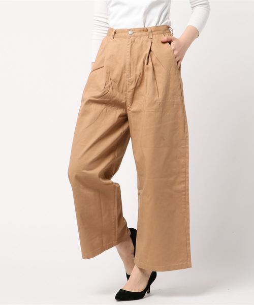 STYLEBLOCK(スタイルブロック)の「ツイルハイウエストワイドパンツ(その他パンツ・レディース・ブラック/ベージュ/パープル/ブラウン/カーキ・M)」の4枚目の写真