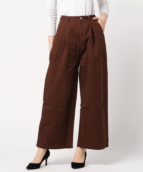 STYLEBLOCK(スタイルブロック)の「ツイルハイウエストワイドパンツ(その他パンツ・レディース・ブラック/ベージュ/パープル/ブラウン/カーキ・M)」の3枚目の写真