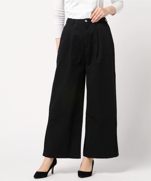 STYLEBLOCK(スタイルブロック)の「ツイルハイウエストワイドパンツ(その他パンツ・レディース・ブラック/ベージュ/パープル/ブラウン/カーキ・M)」の2枚目の写真