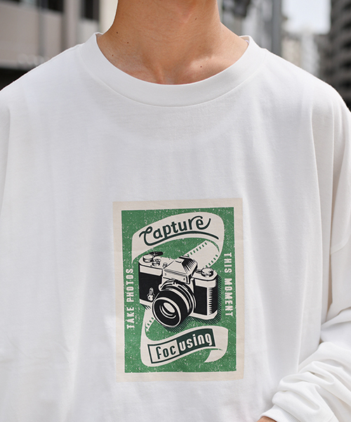 kutir（クティール）の「レトロカメラプリントロングＴシャツ（Tシャツ/カットソー・メンズ・ホワイト/ブラック/ホワイト系その他/ブラック系その他・MEDIUM/LARGE）」の11枚目の写真