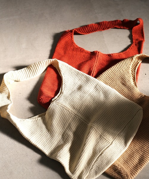 select MOCA(セレクトモカ)の「ガーター編みニットバッグ/センターデザインワンハンドルバッグ(ショルダーバッグ・レディース・ベージュ/オレンジ/アイボリー・FREE)」の7枚目の写真