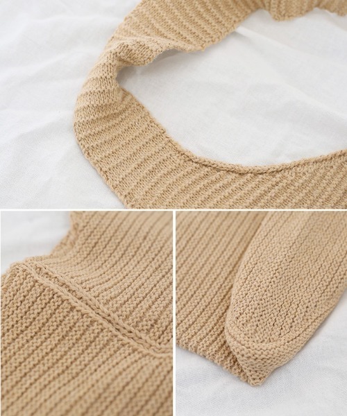 select MOCA(セレクトモカ)の「ガーター編みニットバッグ/センターデザインワンハンドルバッグ(ショルダーバッグ・レディース・ベージュ/オレンジ/アイボリー・FREE)」の20枚目の写真