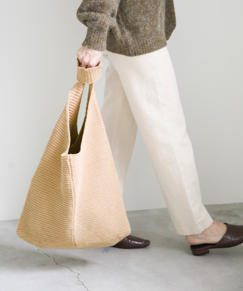 select MOCA(セレクトモカ)の「ガーター編みニットバッグ/センターデザインワンハンドルバッグ(ショルダーバッグ・レディース・ベージュ/オレンジ/アイボリー・FREE)」の12枚目の写真