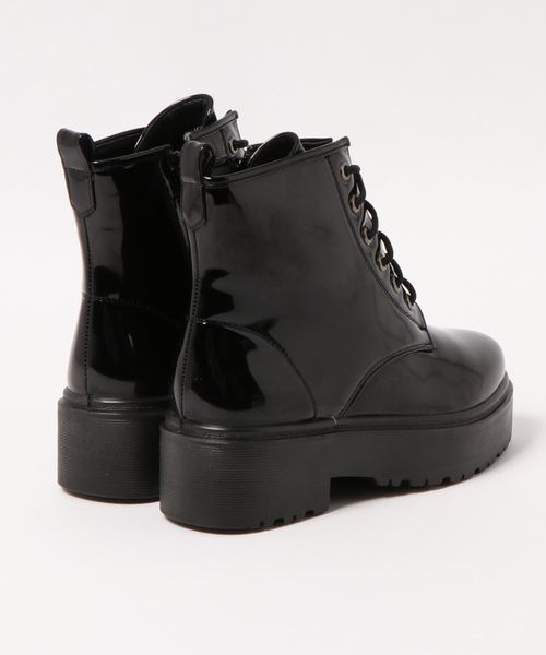 R&E（アールアンドイー）の「【wee willie】厚底ラバーソールレースアップショートブーツ（ブーツ・レディース・ブラック/ブラック系その他・M/L/LL/S）」の4枚目の写真