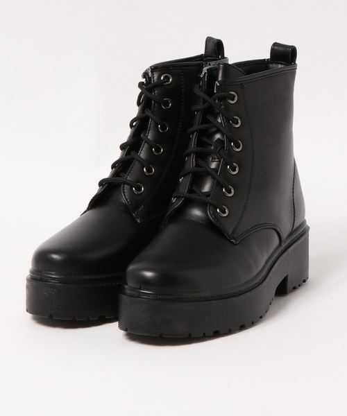 R&E（アールアンドイー）の「【wee willie】厚底ラバーソールレースアップショートブーツ（ブーツ・レディース・ブラック/ブラック系その他・M/L/LL/S）」の8枚目の写真