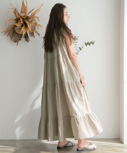 rectangle（レクタングル）の「コットンティアードロングワンピース（ワンピース・レディース・ブラック/ベージュ/オリーブ・MEDIUM/LARGE）」の9枚目の写真