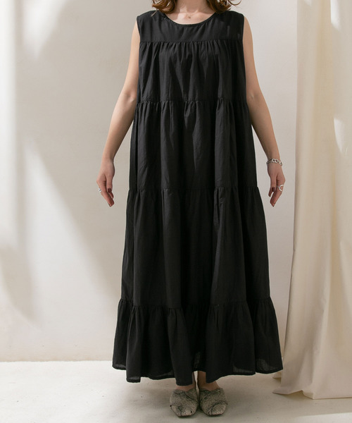 rectangle（レクタングル）の「コットンティアードロングワンピース（ワンピース・レディース・ブラック/ベージュ/オリーブ・MEDIUM/LARGE）」の13枚目の写真