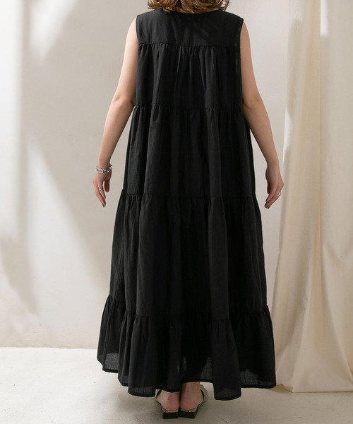rectangle（レクタングル）の「コットンティアードロングワンピース（ワンピース・レディース・ブラック/ベージュ/オリーブ・MEDIUM/LARGE）」の14枚目の写真
