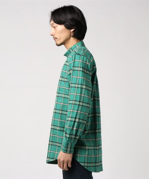 YOTA TOKI(ヨータトキ)の「【YOTA TOKI】ヨータ トキ/CUT-OFF BAND COLLAR SHIRT(シャツ/ブラウス・メンズ・ホワイト/グリーン・2/3)」の3枚目の写真