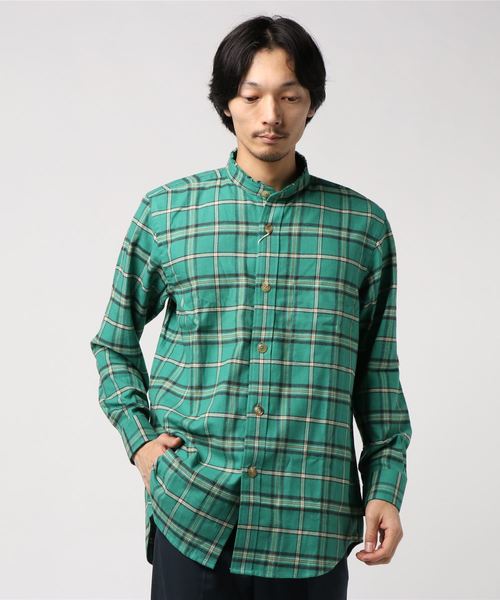 YOTA TOKI(ヨータトキ)の「【YOTA TOKI】ヨータ トキ/CUT-OFF BAND COLLAR SHIRT(シャツ/ブラウス・メンズ・ホワイト/グリーン・2/3)」の5枚目の写真