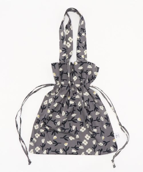 POU DOU DOU（プードゥドゥ）の「フラワープリント巾着バッグ（トートバッグ・レディース・ダークグレー/ネイビー・8）」の2枚目の写真
