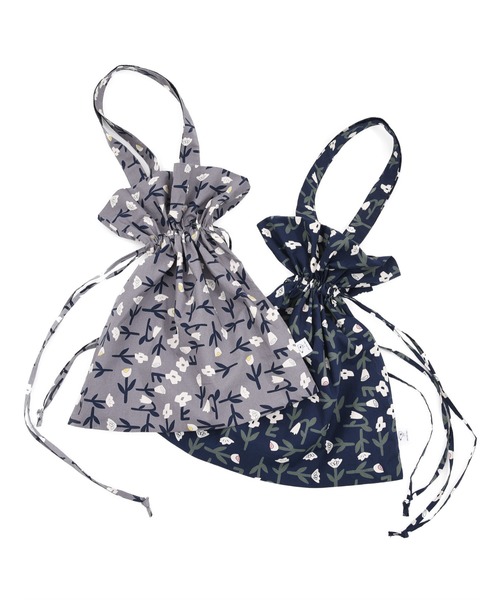 POU DOU DOU（プードゥドゥ）の「フラワープリント巾着バッグ（トートバッグ・レディース・ダークグレー/ネイビー・8）」の10枚目の写真