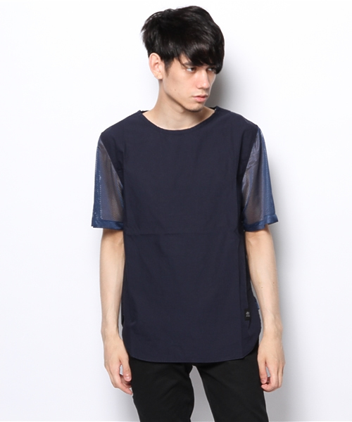 CIAOPANIC（チャオパニック）の「【Ciaopanic】TWC袖メッシュSS（シャツ/ブラウス・メンズ・ネイビー/ホワイト・MEDIUM/LARGE）」の3枚目の写真