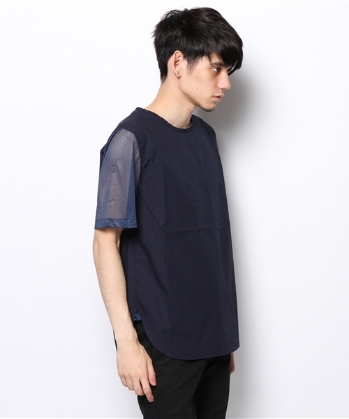 CIAOPANIC（チャオパニック）の「【Ciaopanic】TWC袖メッシュSS（シャツ/ブラウス・メンズ・ネイビー/ホワイト・MEDIUM/LARGE）」の4枚目の写真
