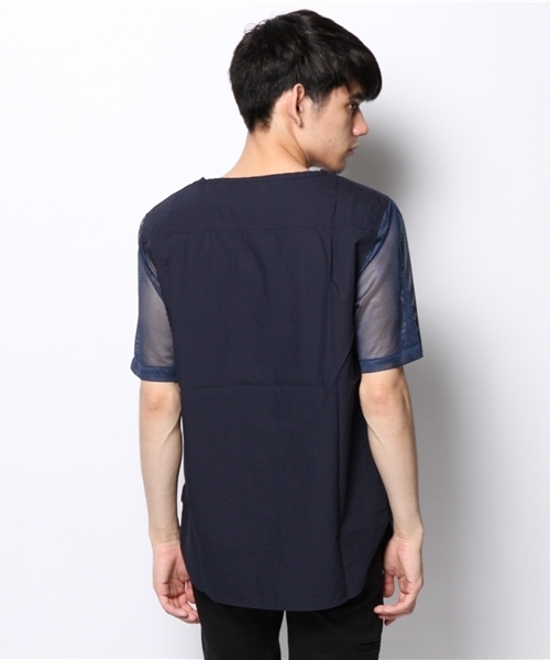 CIAOPANIC（チャオパニック）の「【Ciaopanic】TWC袖メッシュSS（シャツ/ブラウス・メンズ・ネイビー/ホワイト・MEDIUM/LARGE）」の5枚目の写真