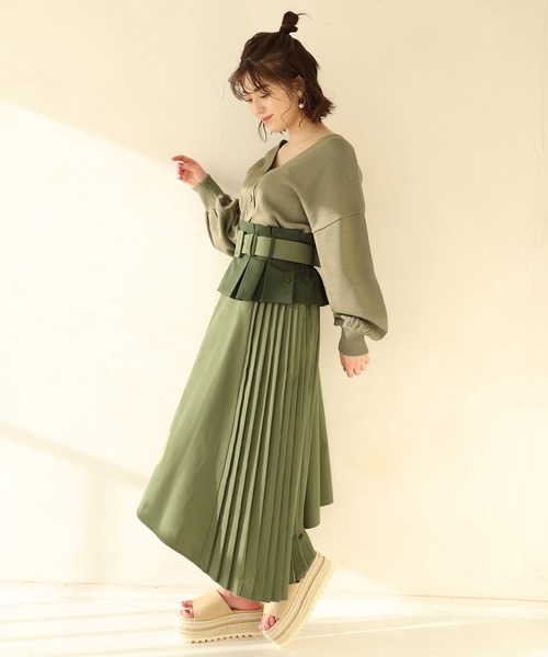 one after another NICE CLAUP（ワンアフターアナザーナイスクラップ）の「前後2Way カーディガン（カーディガン/ボレロ・レディース・ブラック/パープル/カーキ/アイボリー/ピンクベージュ・FREE）」の18枚目の写真