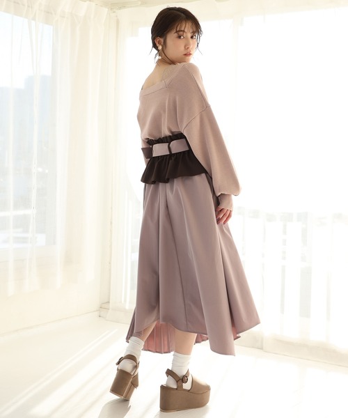 one after another NICE CLAUP（ワンアフターアナザーナイスクラップ）の「前後2Way カーディガン（カーディガン/ボレロ・レディース・ブラック/パープル/カーキ/アイボリー/ピンクベージュ・FREE）」の13枚目の写真