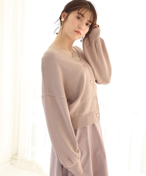 one after another NICE CLAUP（ワンアフターアナザーナイスクラップ）の「前後2Way カーディガン（カーディガン/ボレロ・レディース・ブラック/パープル/カーキ/アイボリー/ピンクベージュ・FREE）」の6枚目の写真