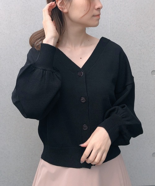 one after another NICE CLAUP（ワンアフターアナザーナイスクラップ）の「前後2Way カーディガン（カーディガン/ボレロ・レディース・ブラック/パープル/カーキ/アイボリー/ピンクベージュ・FREE）」の12枚目の写真