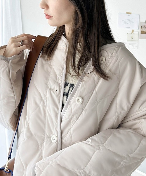 Java(ジャバ)の「《JaVaジャバ コラボ》大人のこなれ感。 ノーカラー オーバーサイズ キルティング コート(ノーカラージャケット・レディース・ブラック/カーキ/アイボリー/カーキブラウン/キャメル/マスタード・MEDIUM/LARGE/X-LARGE/SMALL)」の20枚目の写真