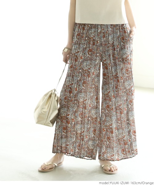 coca(coca)(コカ)の「エスニック柄プリーツワイドパンツ(その他パンツ・レディース・ネイビー/オレンジ・ONE SIZE)」の7枚目の写真