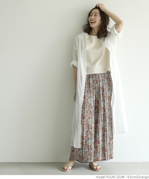 coca(coca)(コカ)の「エスニック柄プリーツワイドパンツ(その他パンツ・レディース・ネイビー/オレンジ・ONE SIZE)」の3枚目の写真