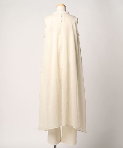 DouDou（ドゥドゥ）の「シアーチュニック＋サロペットSET（ワンピース・レディース・ブラック/オフホワイト・FREE）」の3枚目の写真