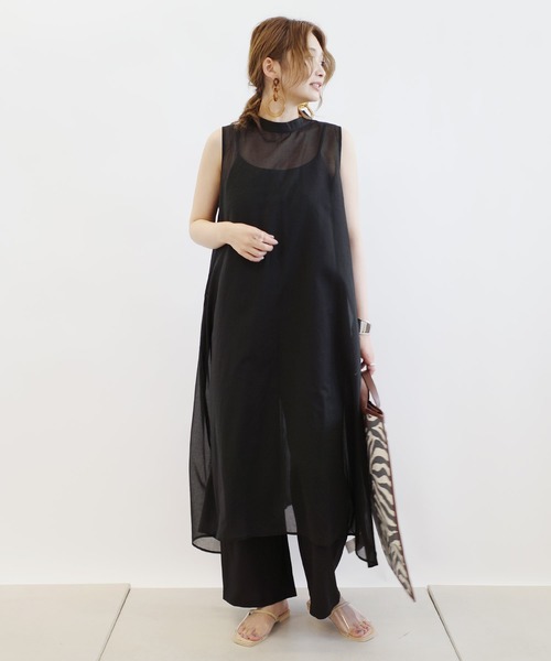 DouDou（ドゥドゥ）の「シアーチュニック＋サロペットSET（ワンピース・レディース・ブラック/オフホワイト・FREE）」の22枚目の写真