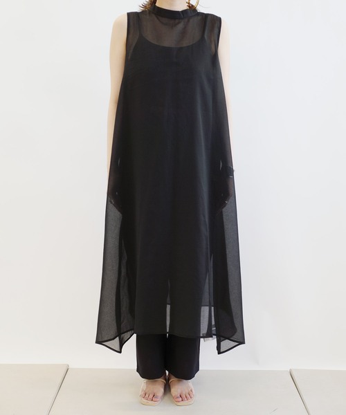 DouDou（ドゥドゥ）の「シアーチュニック＋サロペットSET（ワンピース・レディース・ブラック/オフホワイト・FREE）」の18枚目の写真