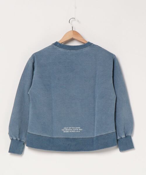 FRUIT OF THE LOOM(フルーツオブザルーム)の「インディゴ裏毛プリントドロップショルダースウェット / スウェット / 長袖 / プリント / カジュアル / ユニセックス(スウェット・レディース・インディゴブルー/ブルー・S/M)」の3枚目の写真
