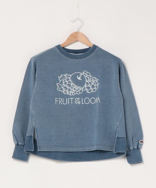 FRUIT OF THE LOOM(フルーツオブザルーム)の「インディゴ裏毛プリントドロップショルダースウェット / スウェット / 長袖 / プリント / カジュアル / ユニセックス(スウェット・レディース・インディゴブルー/ブルー・S/M)」の5枚目の写真