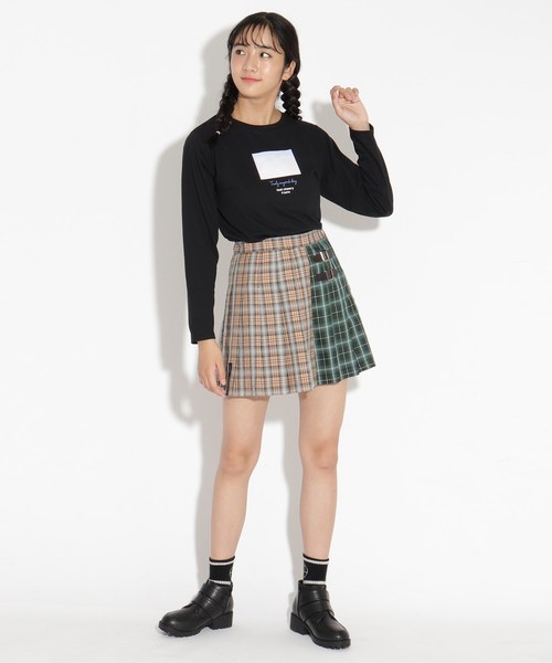 ニコラ掲載 クレイジーチェックスカート スカート Pink Latte ピンクラテ のファッション スカート スカート セール