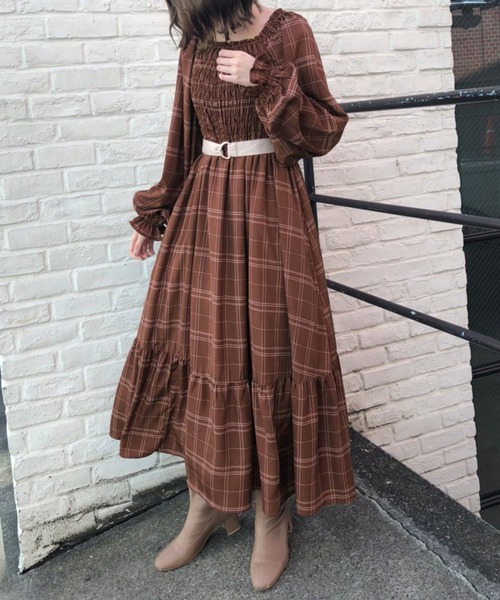 結婚式/オフィス★CHICLINE★シャーリング ベルト ワンピース 結婚式/オフィス☆CHICLINE☆シャーリング ベルト ワンピース