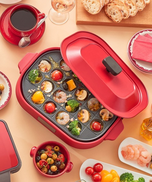 Toffy(トフィー)の「【Toffy/トフィー】 コンパクトホットプレート マルチプルプレートセット(キッチン家電・レディース・レッド/ブラック・FREE)」の4枚目の写真