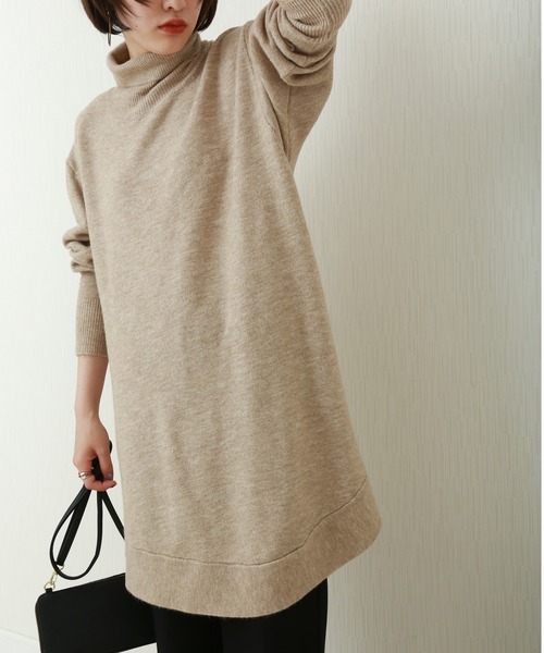 n'ee-ne（ネーネ）の「もちもちニット　タートルネックAラインニット（ニット/セーター・レディース・ブラック/ベージュ/カーキ/アイボリー・FREE）」の4枚目の写真