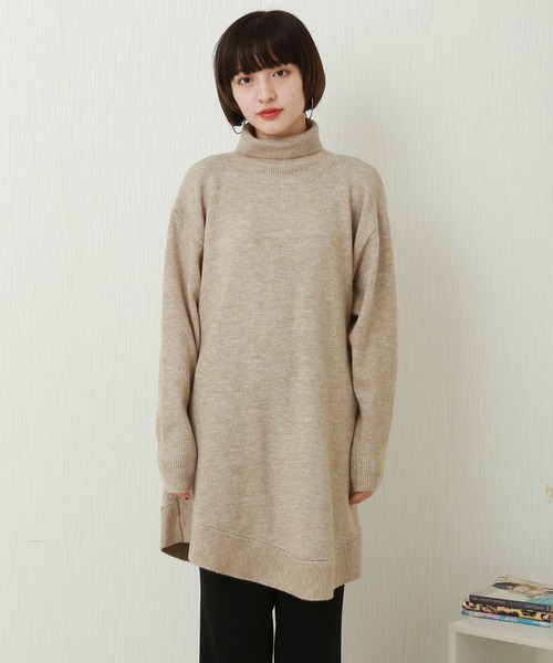 n'ee-ne（ネーネ）の「もちもちニット　タートルネックAラインニット（ニット/セーター・レディース・ブラック/ベージュ/カーキ/アイボリー・FREE）」の6枚目の写真